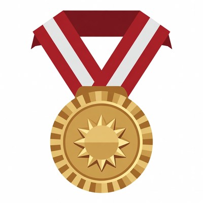 Gold Sun Medal with Red Ribbon