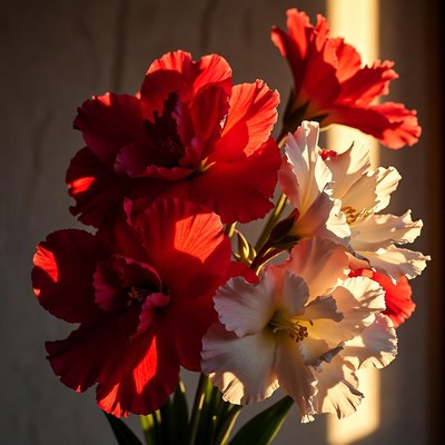 Red and White Amaryllis Bouquet