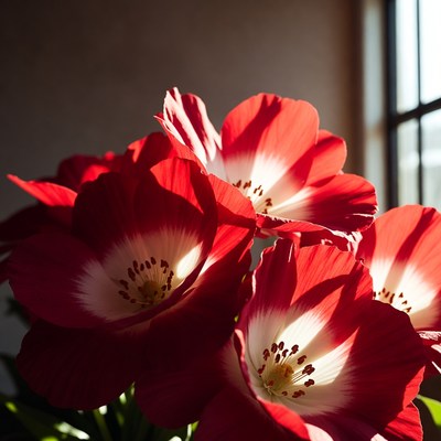 Red Gerbera Daisies in Sunlight