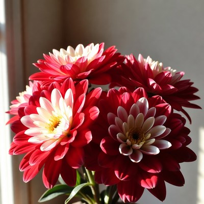 Red White Gerbera Daisies Bouquet
