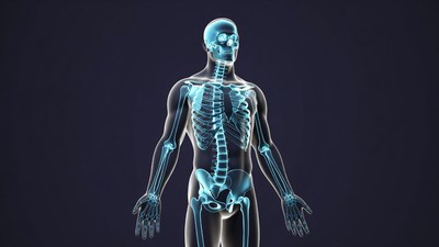 Glowing Blue Human Skeleton