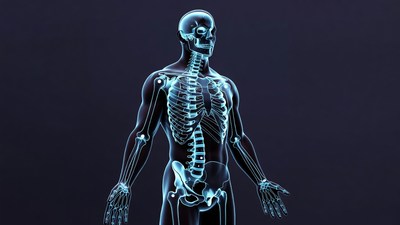 Glowing Blue Human Skeleton