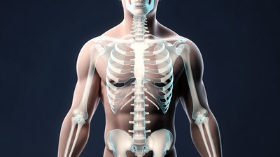 Human male skeleton 3D render