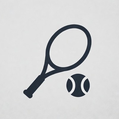 Tennis racket and ball silhouette