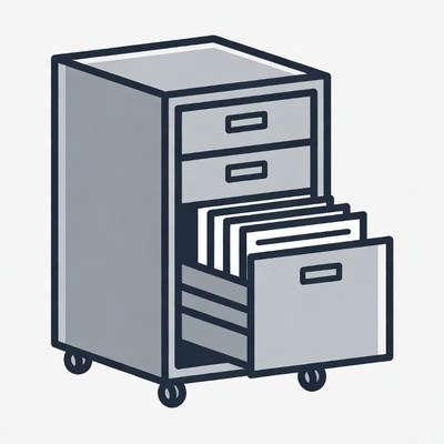 Filing Cabinet with Open Drawer