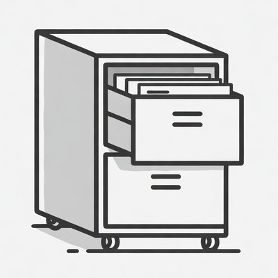 Open File Cabinet Illustration