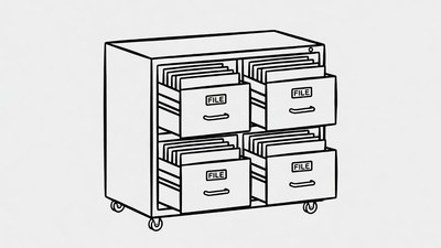Four-Drawer File Cabinet Illustration