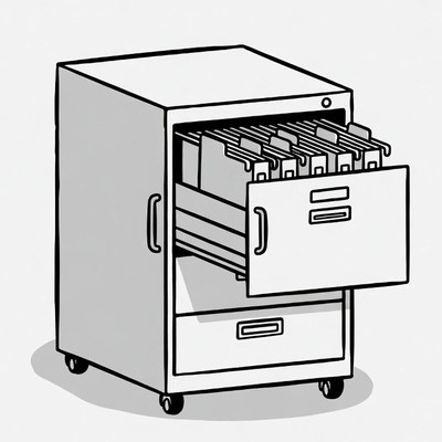 Open File Cabinet Illustration