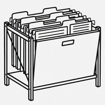 File Folders in Metal Rack