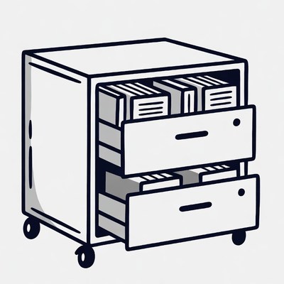Open File Cabinet Illustration