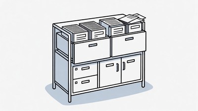 Filing Cabinet with Open Drawers