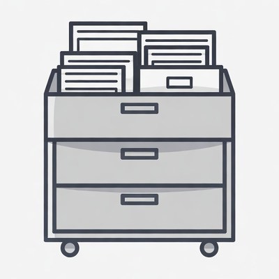 Open File Cabinet Illustration