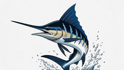 Blue Marlin Jumping from Water