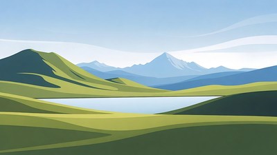 Mountain Lake Landscape Illustration