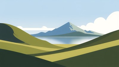 Mountain Lake Landscape Illustration