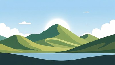 Mountain Lake Sunset Illustration