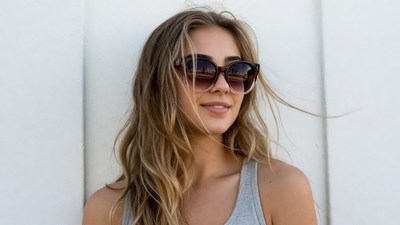Woman in sunglasses with blonde hair