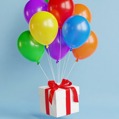 Colorful Balloons with Gift Box
