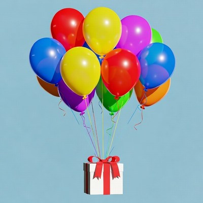 Colorful Balloons with Gift Box