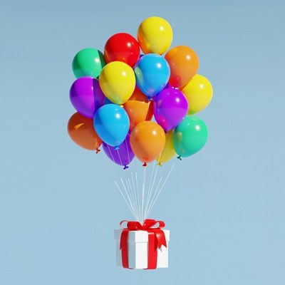 Colorful Balloon Bouquet with Gift Box