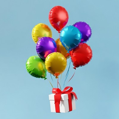 Colorful Balloons Bouquet with Gift Box