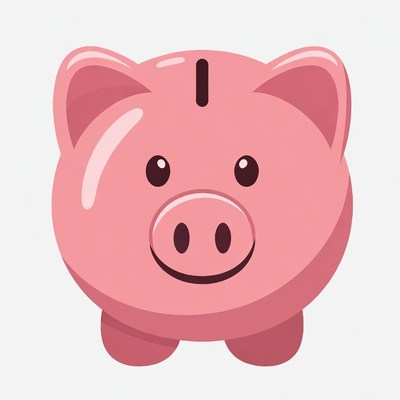 Pink Piggy Bank Illustration