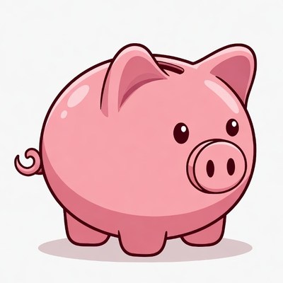 Cute Pink Piggy Bank Illustration