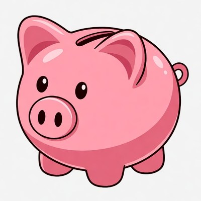 Pink Piggy Bank Illustration