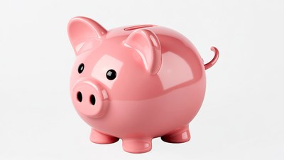 Pink piggy bank isolated