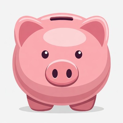 Pink Piggy Bank Illustration