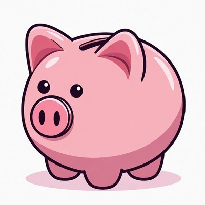 Pink Piggy Bank Illustration