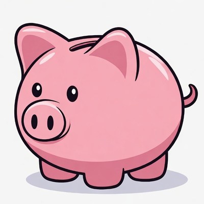 Cute pink piggy bank illustration