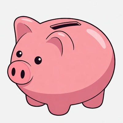 Pink Piggy Bank Illustration