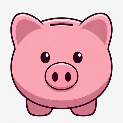 Pink Piggy Bank Illustration