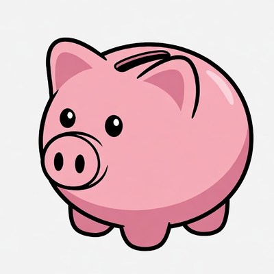Pink Piggy Bank Illustration