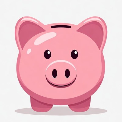 Pink Piggy Bank Illustration