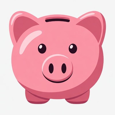 Pink Piggy Bank Illustration
