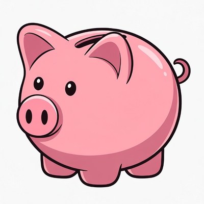 Pink Piggy Bank Illustration