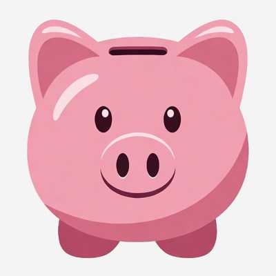Pink Piggy Bank Illustration