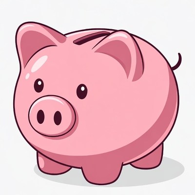 Cute Pink Piggy Bank Illustration