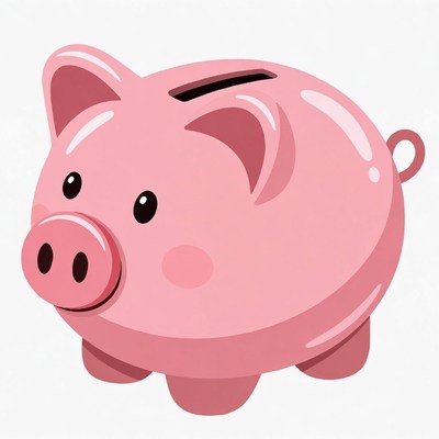 Pink Piggy Bank Illustration