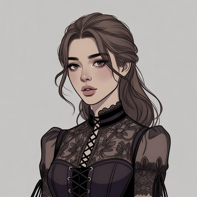 Woman in Victorian lace gown