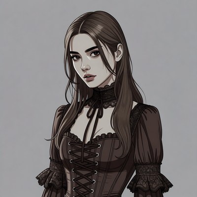 Gothic woman in lace corset dress