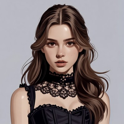 Beautiful woman in black lace corset