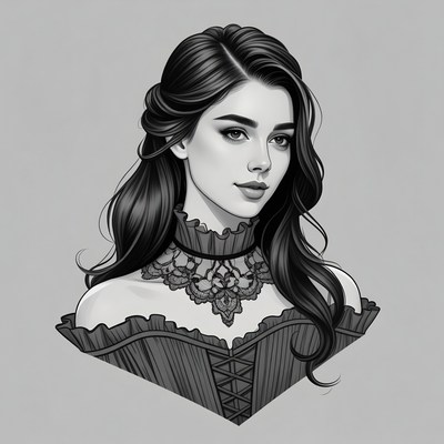 Victorian woman with lace choker