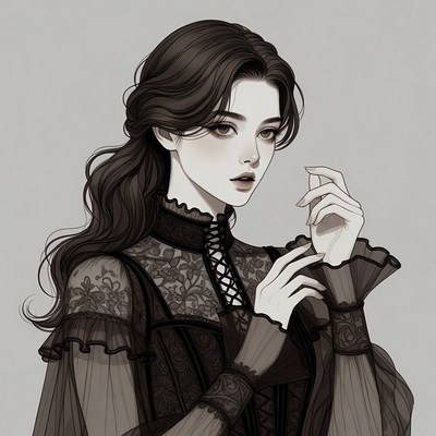 Victorian woman in lace gown