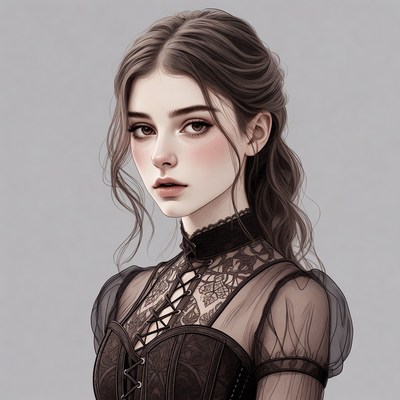 Portrait of woman in black lace dress