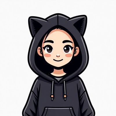 Girl in black cat ear hoodie
