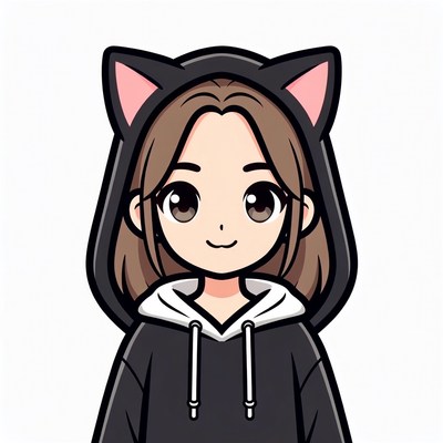 Girl in cat ear hoodie illustration