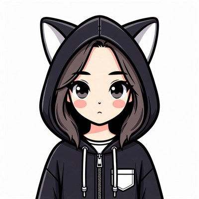 Anime girl in cat ear hoodie